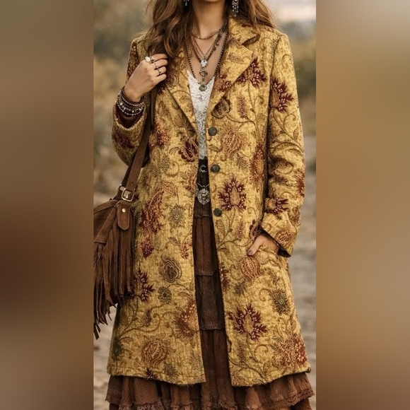 CAbi Jackets & Blazers - CAbi Tapestry Gold Brocade Guinevere Coat
